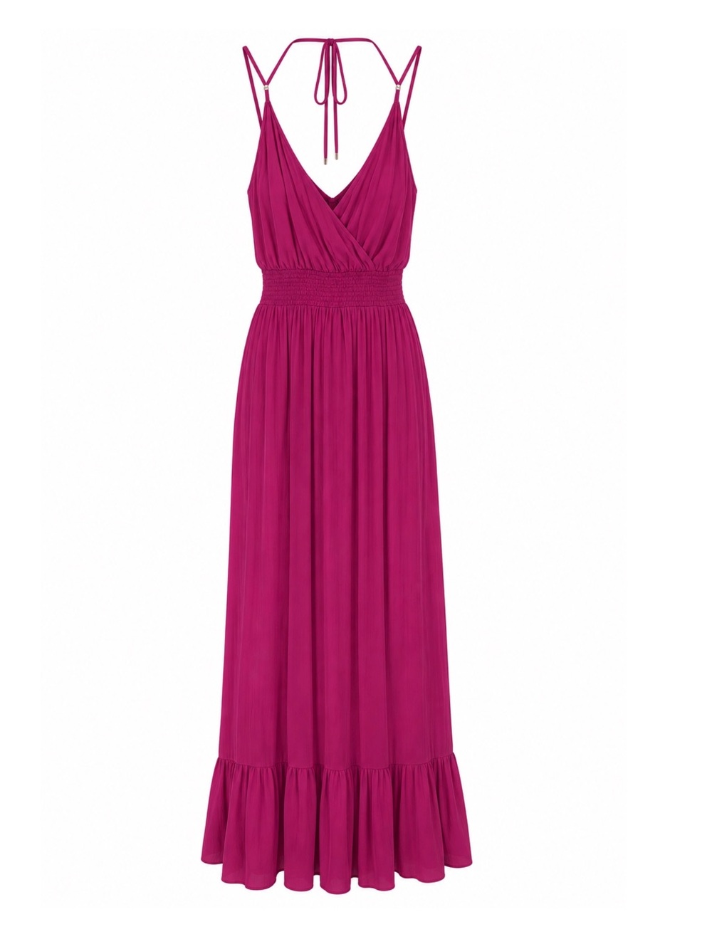 White House Black Market Magenta Tie-Back Maxi Dress
